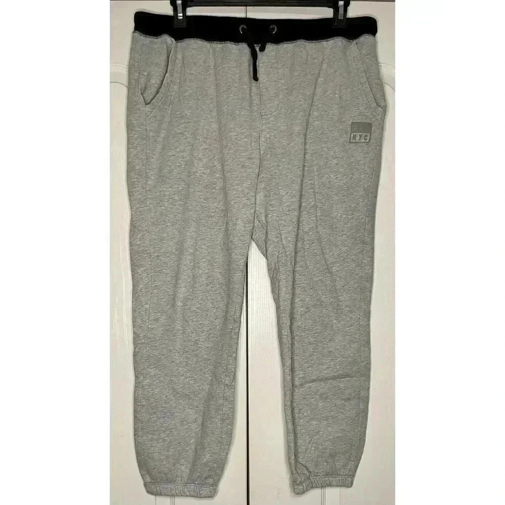 Aeropostale A87‎ NYC Gray With Black Mens XL Fleece Joggers Sweatpants